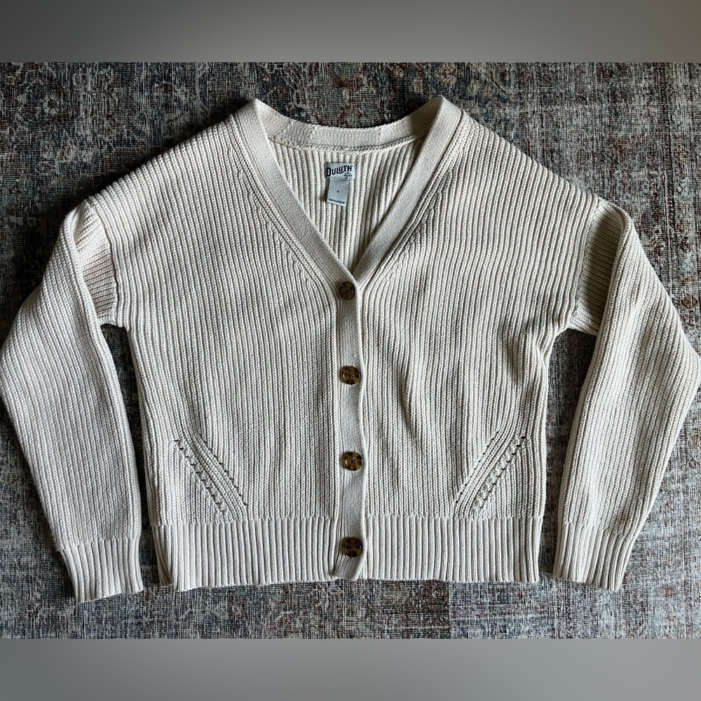 Duluth Trading Cotton Fisherman Cardigan, size S
